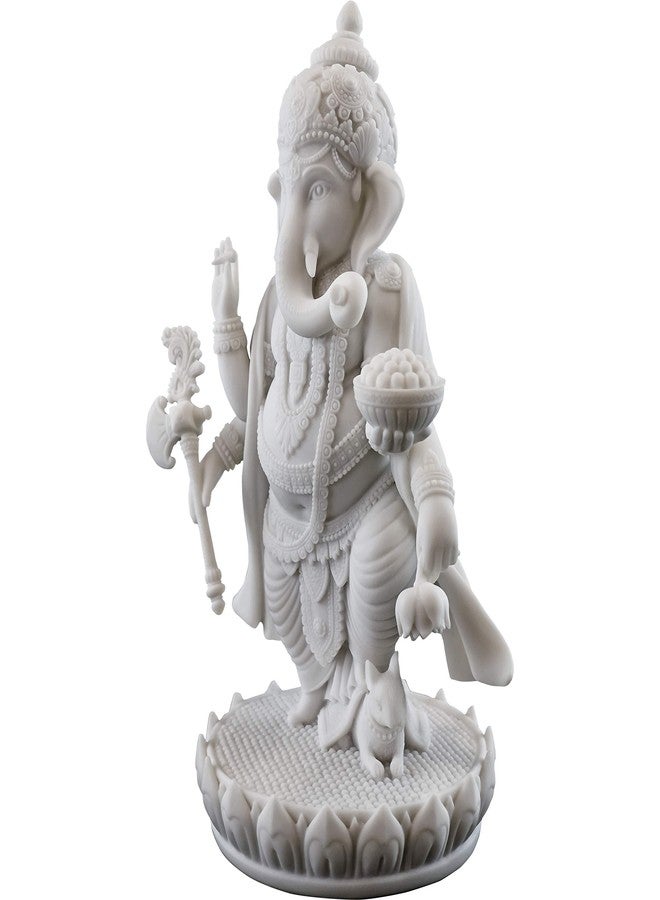 Top Collection 7.5" H 4.75" Standing Ganesh Statue in White Marble Finish - Hindu Lord of Success Sculpture - Image 2